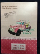A confusing notepad cover...? Such a beautiful PINK work truck and all this nonsense about love!