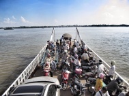This is the back end of the ferry as we head over the Mekong for the morning.