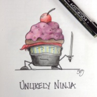 So this concept came after I had a conversation with Marcie and we both figured it would be funny to draw a bunch of characters that would make terrible Ninjas. So far only have this cupcake dude.