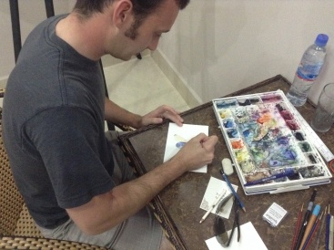 Our friend Timothy and his wife Lacey came for a visit from Thailand. He is an amazing artist. He was showing me some watercolor techniques which immediately made me want to start doing watercolor!!