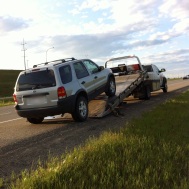 So....outside of Calgary my truck stopped. Neither Abby or I had a phone! Was quite the experience flagging someone down off the highway. Again....long story short. Was nutzo!