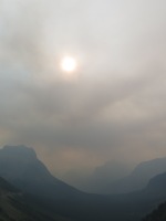 Pretty cool view. Smoke filled Rocky Mountains!