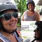 Marcie the showcase rockstar and her funny non jaw protecting helmet and poncho!
