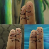 So Abby and I got a parasite in Thailand. After days of being stuck at home and sheer boredom I started drawing on my fingers. Figured this portrayed the two of us well as to how we will feel next time we are offered street food!!!
